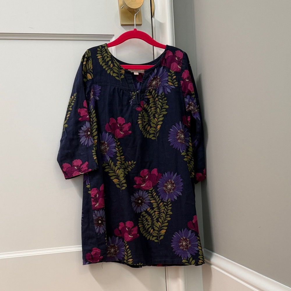 Pink Chicken Navy Dress with Pink and Green Floral